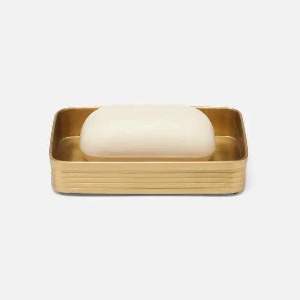 Pigeon & Poodle Adelaide Rectangular Soap Dish in Matte Gold Brass
