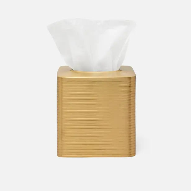Pigeon & Poodle Adelaide Square Tissue Box Holder in Matte Gold Brass