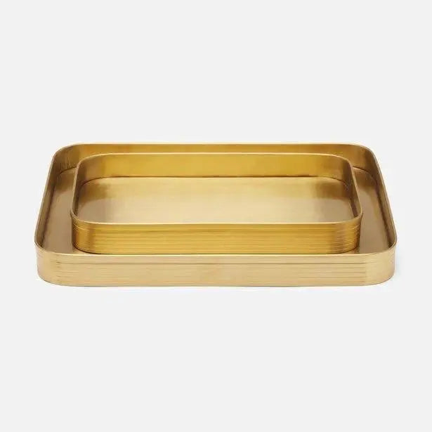 Pigeon & Poodle Adelaide Tray in a set of two in Matte Gold Brass