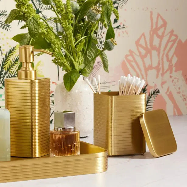 Pigeon and Poodle Adelaide Collection in Matte Gold Brass set in the bathroom