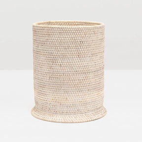 Pigeon and Poodle Dalton Whitewashed Rattan Round Wastebasket