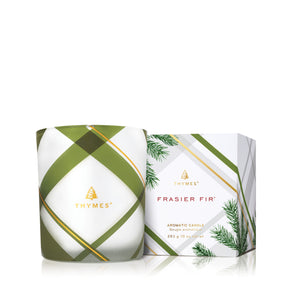 Thymes Fraiser Fir Frosted Plaid Medium Candle 10 oz