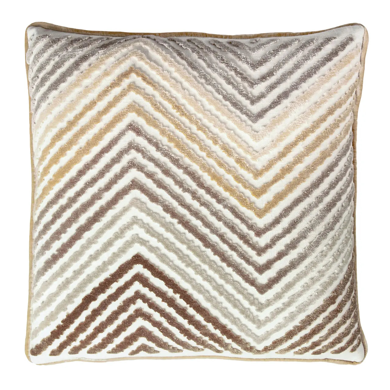 An image of Kevin O'Brien Valentine Lyon Chevron Embroidered Decorative Pillow - Neutral