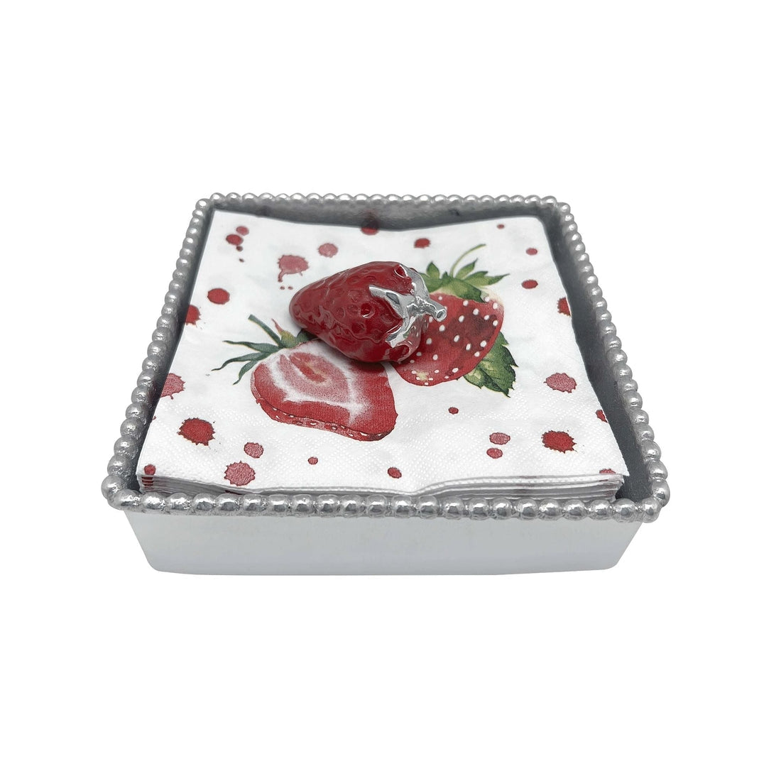 Mariposa Strawberry Beaded Napkin Box