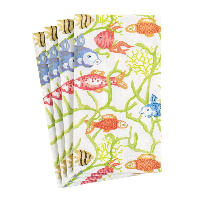 An image of Caspari Tropical Reef Paper Guest Towel