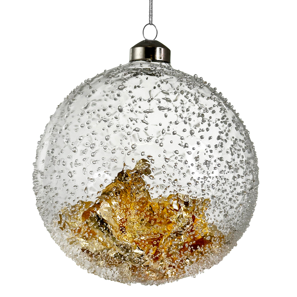 An image of Shishi Iced with Gold Leaf Glass Ball Ornament