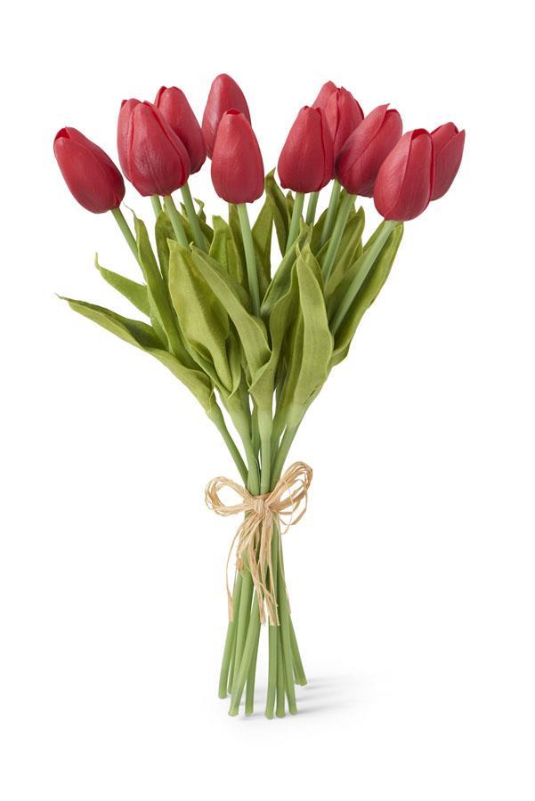 K&K 13.5" Red Real Touch Mini Tulip Bundle (12 stems)