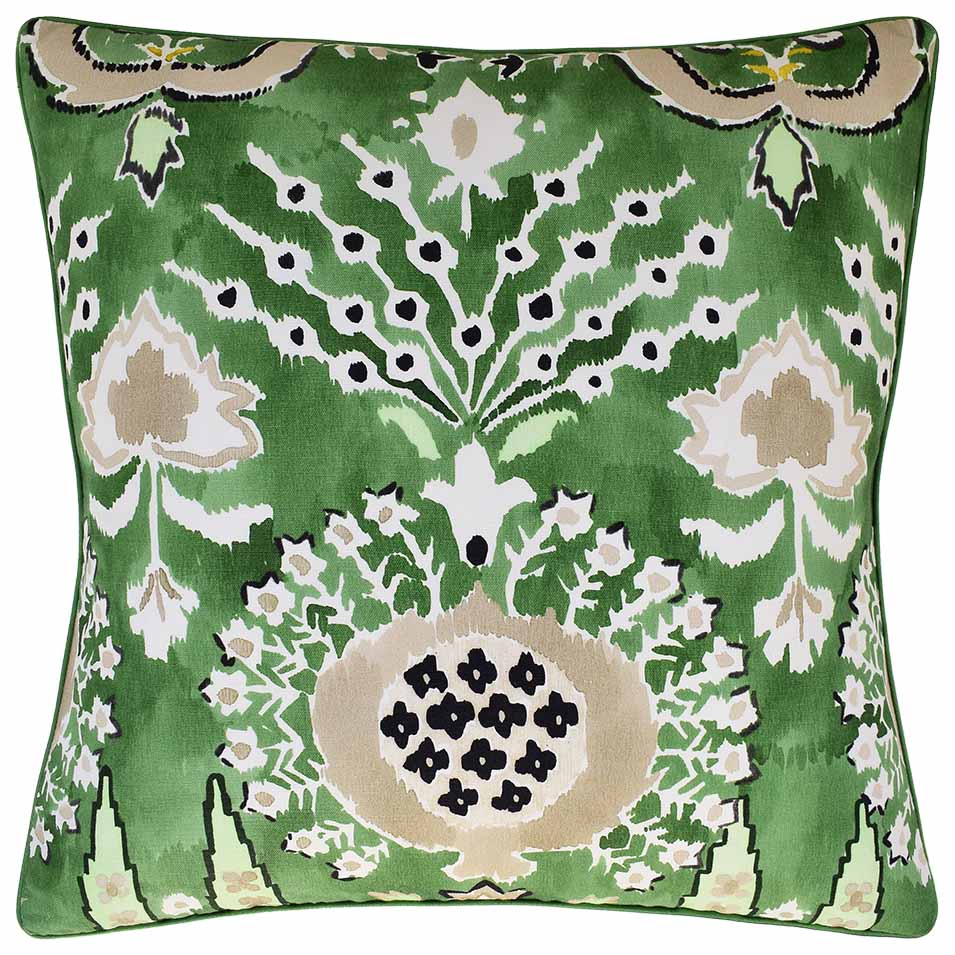 An image of Ryan Studio Mendoza Suzani Green Decorative Pillow