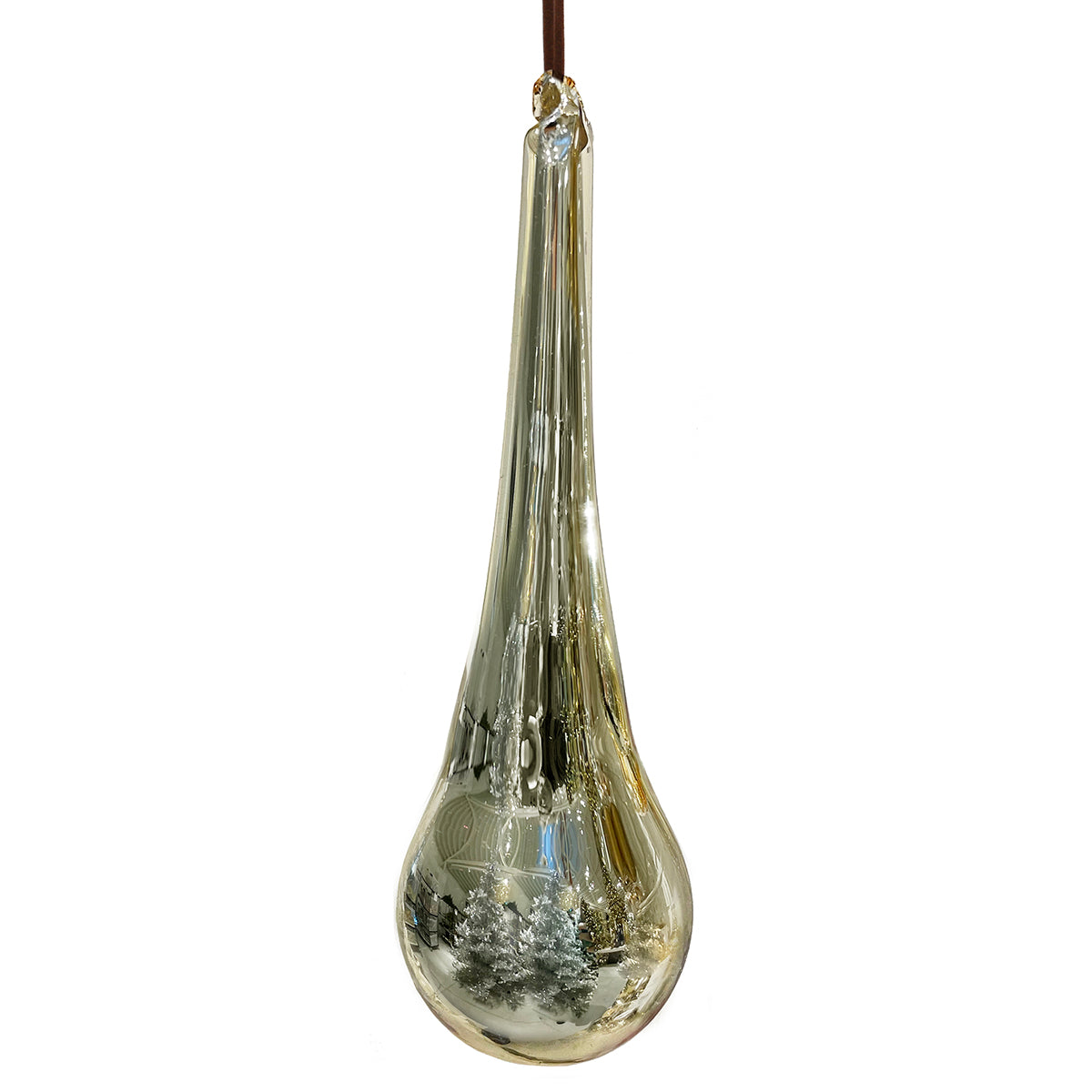 An image of Shishi Shiny Gold Glass Drop Ornament