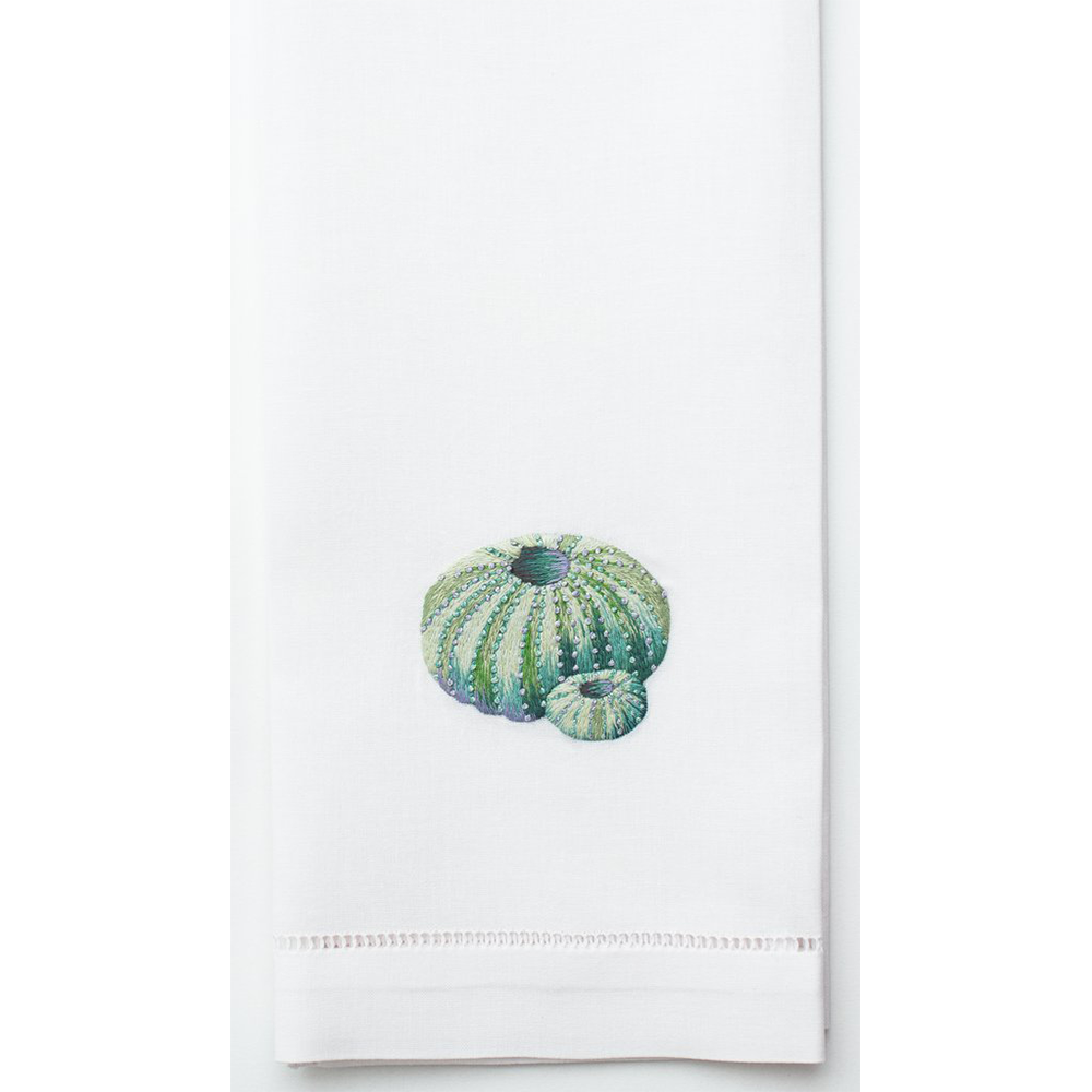 Henry Handwork Urchin Teal Cotton Guest Towel