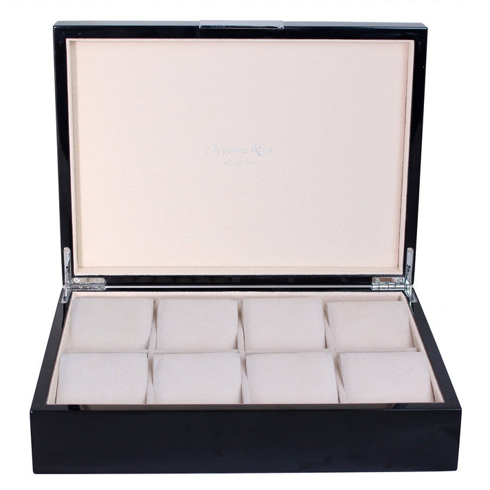 An image of Addison Ross Black & Silver Watch Box