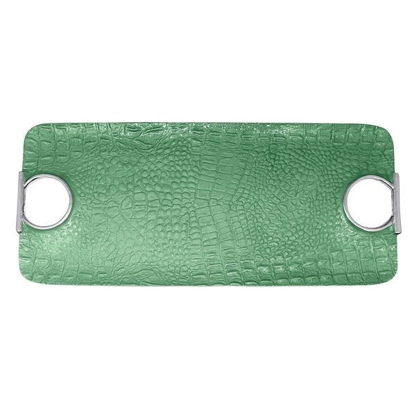 Mariposa Croc Rectangular Green Handled Tray