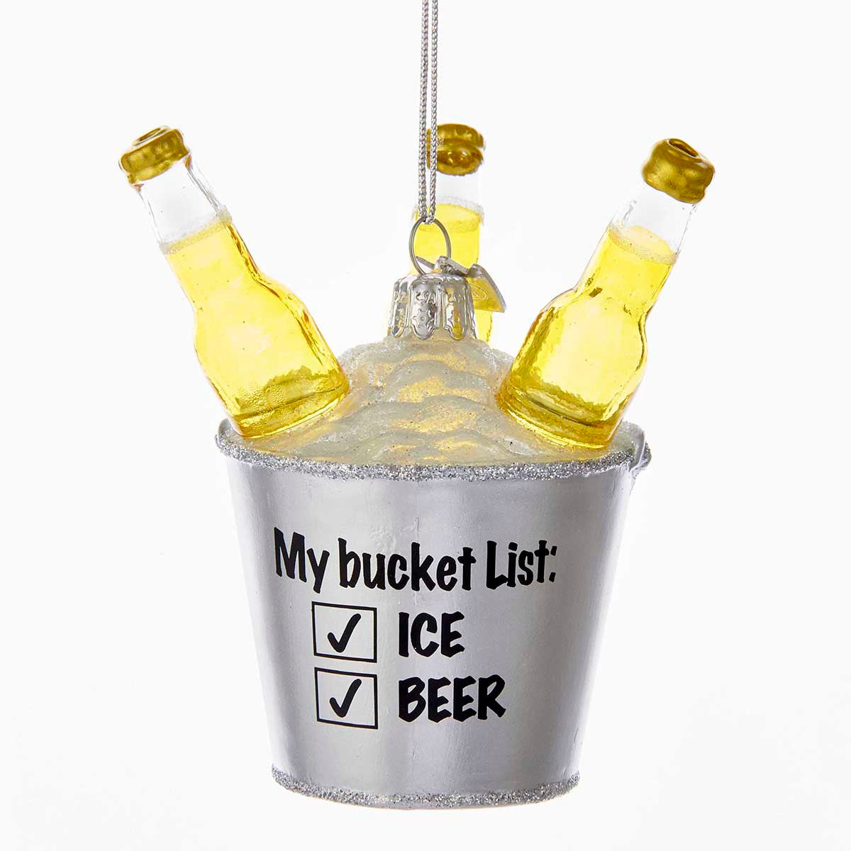 An image of Kurt S Adler 3.75 in Noble Gems Beer Bucket List Glass Ornament