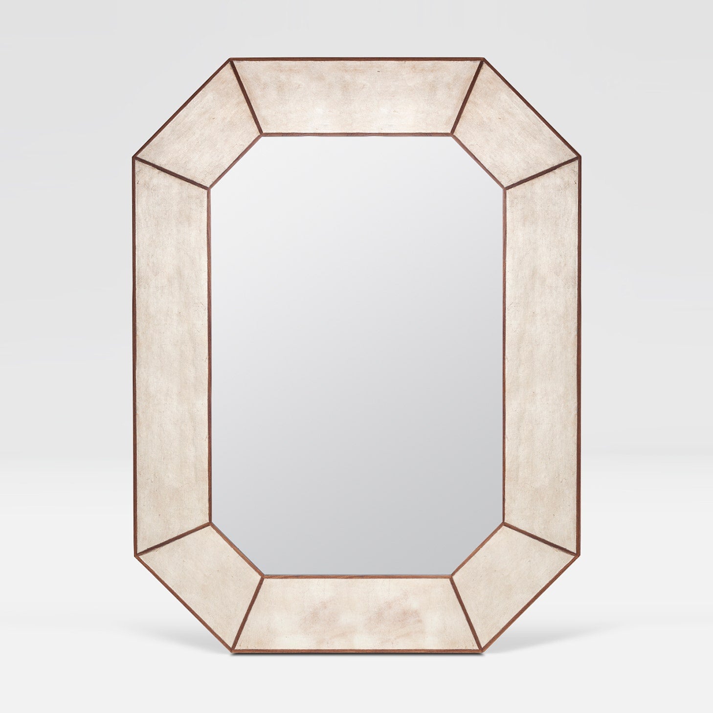 Made Goods Elliott Mirror with Warm Silver Faux Linen Finish