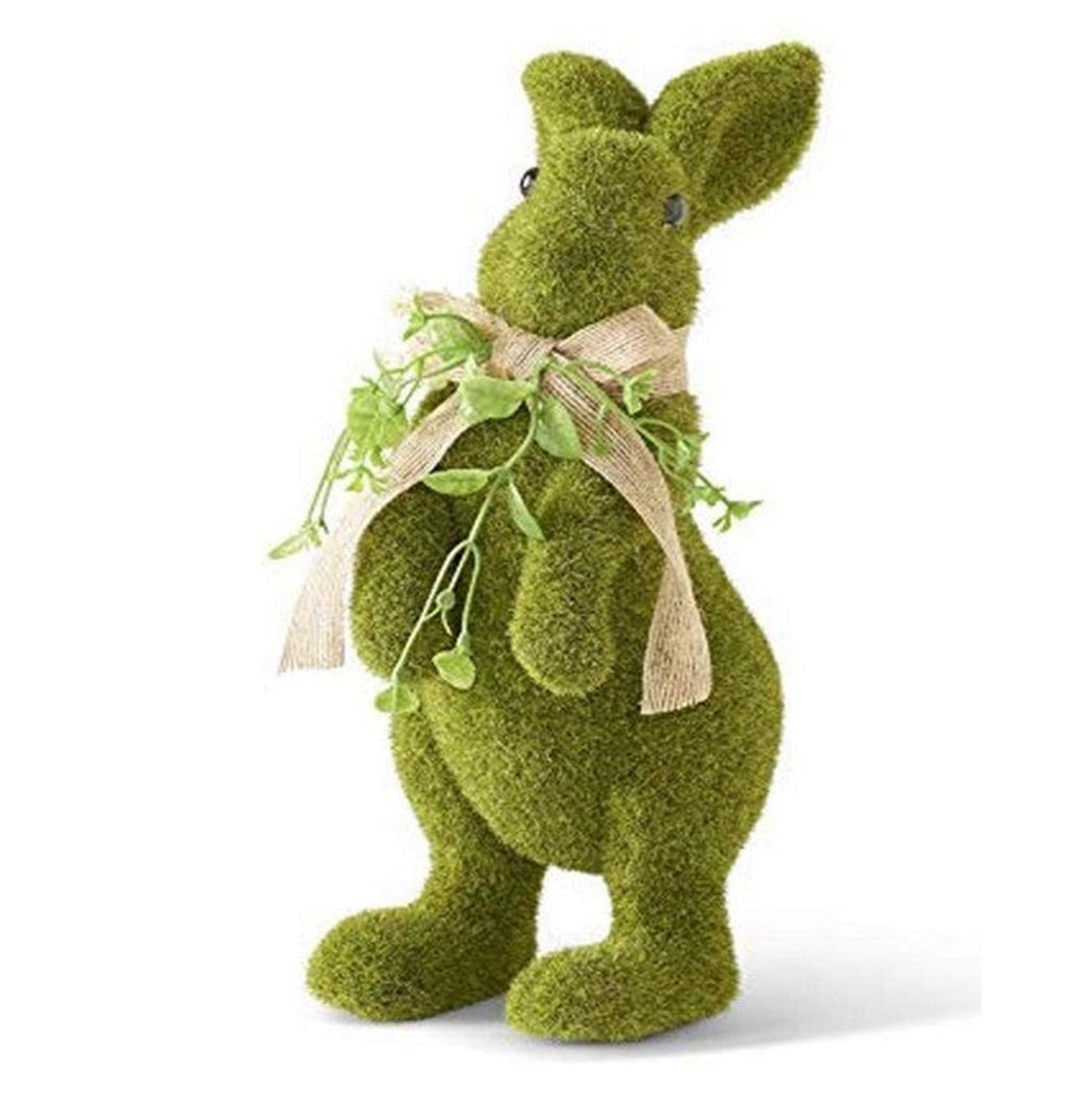 K&K Interiors Green Mossy Standing Bunny with Burlap Bow