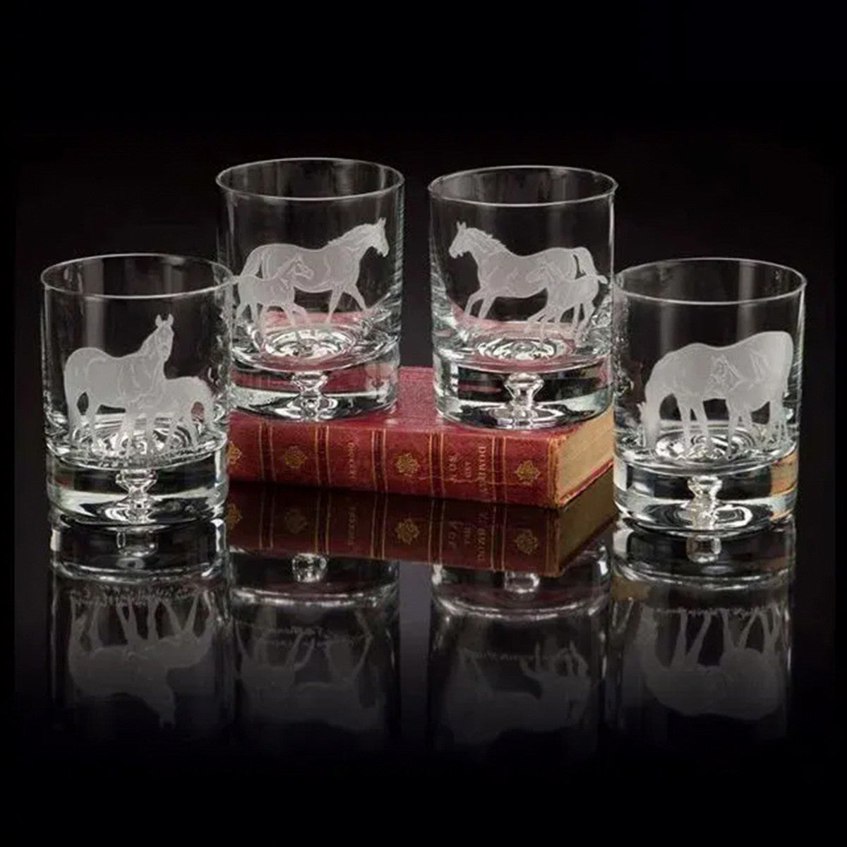 Julie Wear Designs Bluegrass Coll Thoroughbred Old-Fashioned Glass - Set of 4