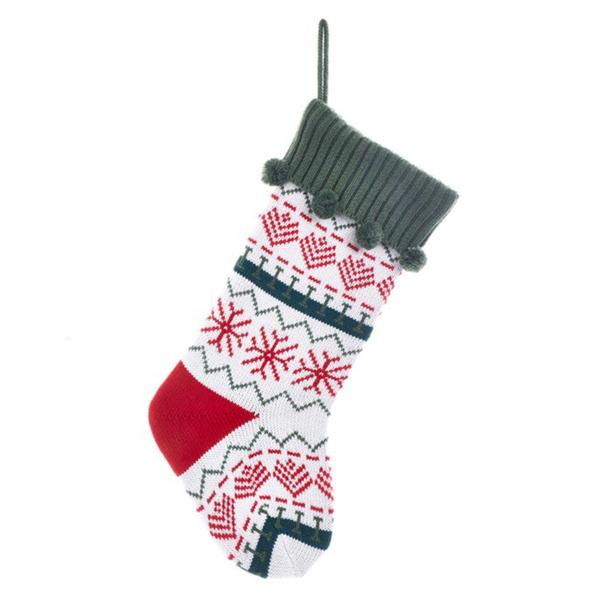 An image of Kurt S Adler 20 in Red, Green, White Knit Stocking