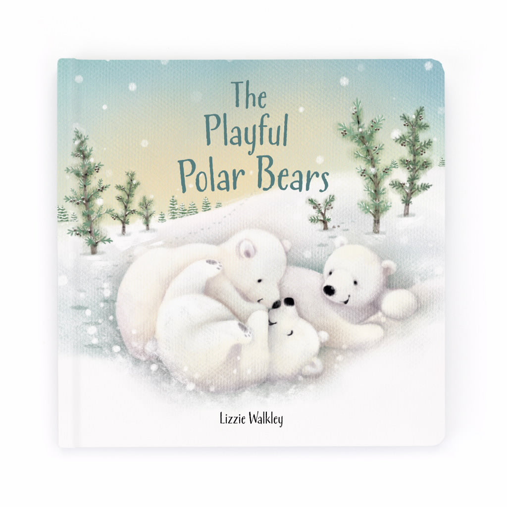 An image of Jellycat Playful Ploar Bears Book 8"x8"