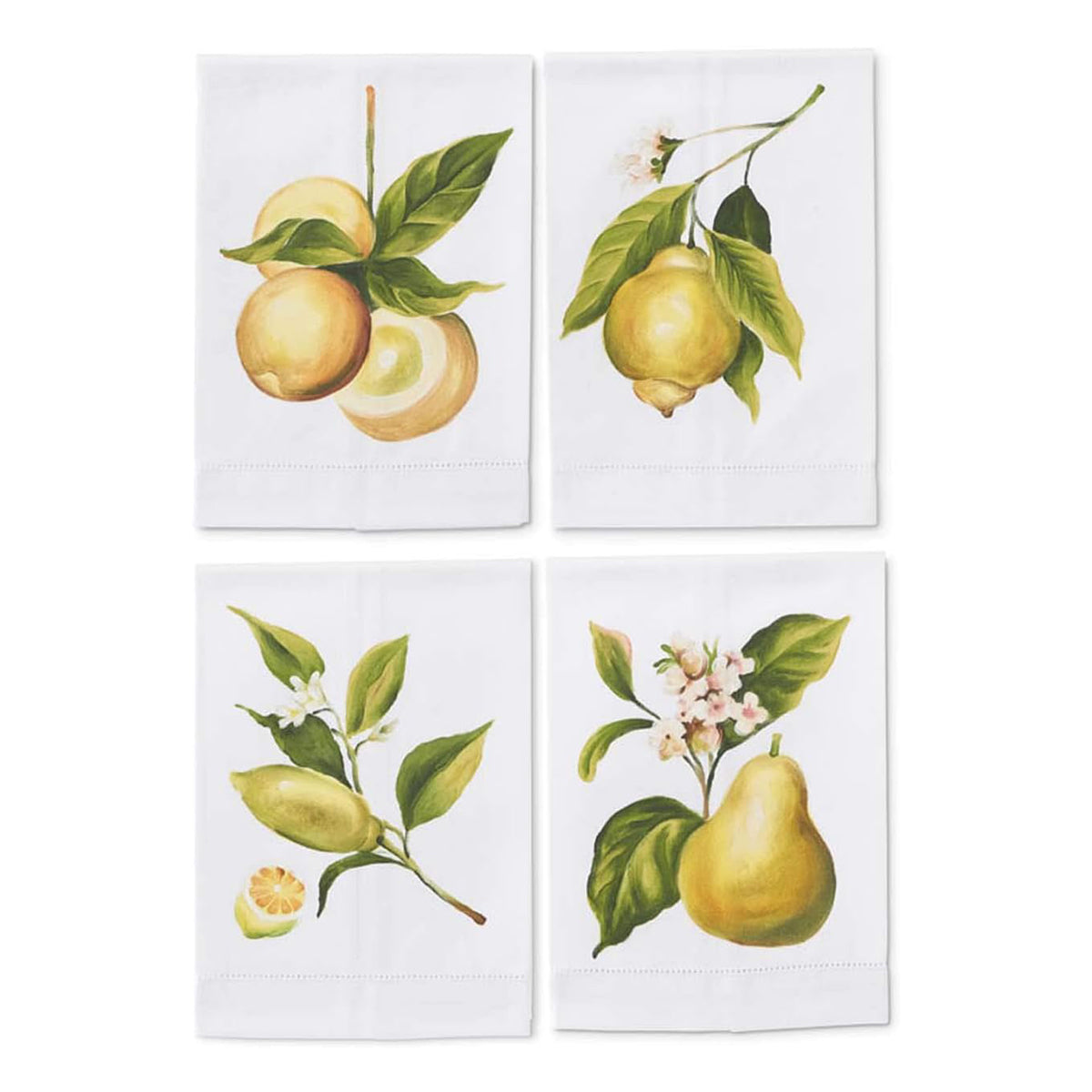 K&K Interiors Assorted Botanical Fruit Handpainted Cotton Guest Towel