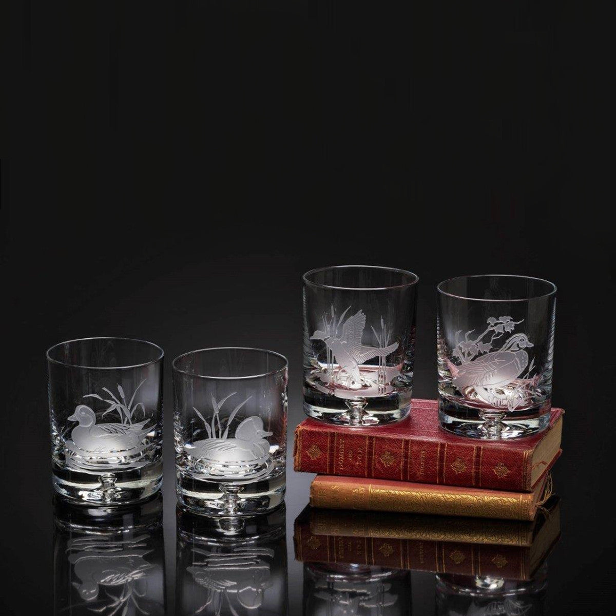 Julie Wear Designs American Ducks Wood Duck Old-Fashioned Assorted Glass - Set of 4