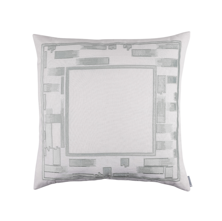Lili Alessandra Capri European Pillow - White/Aquamarine