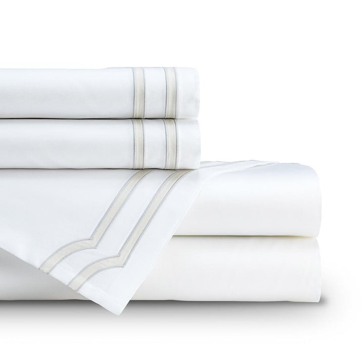 Lili Alessandra Soho Queen Sheet Set - White/Oyster