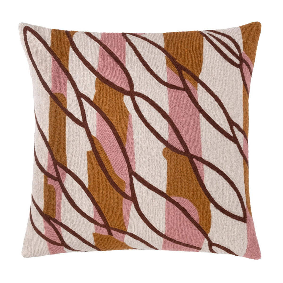 Judy Ross Passage 18" Embroidered Pillow - Oyster/Dusty Pink/Amber/Sierra