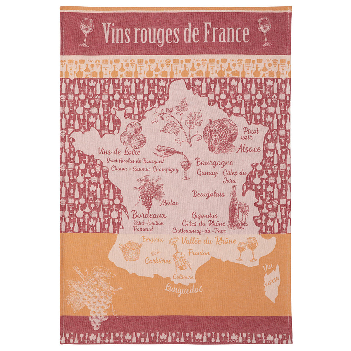 Coucke Vins rouges de France Tea Towel