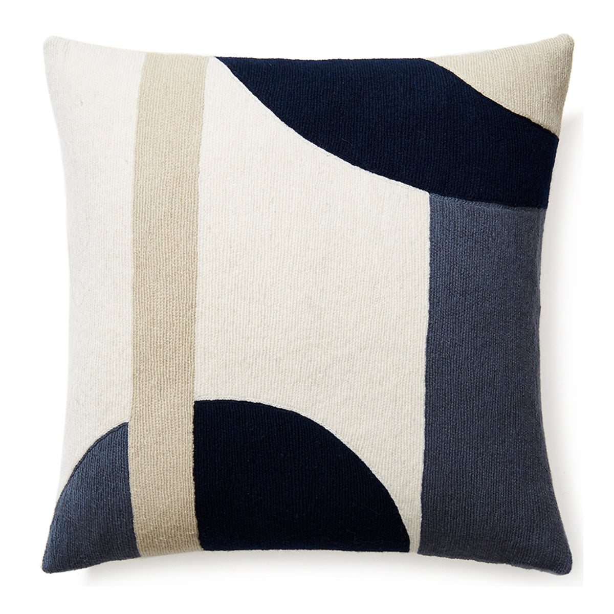Judy Ross Luna 18" Embroidered Pillow - Cream/Navy/Slate/Oyster