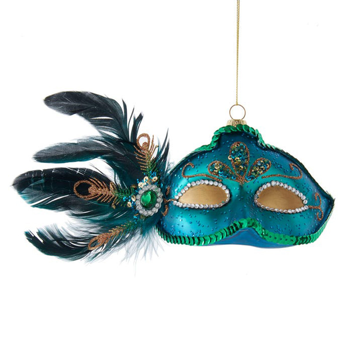 Kurt Adler 9"Glass Peacock Mask Orn