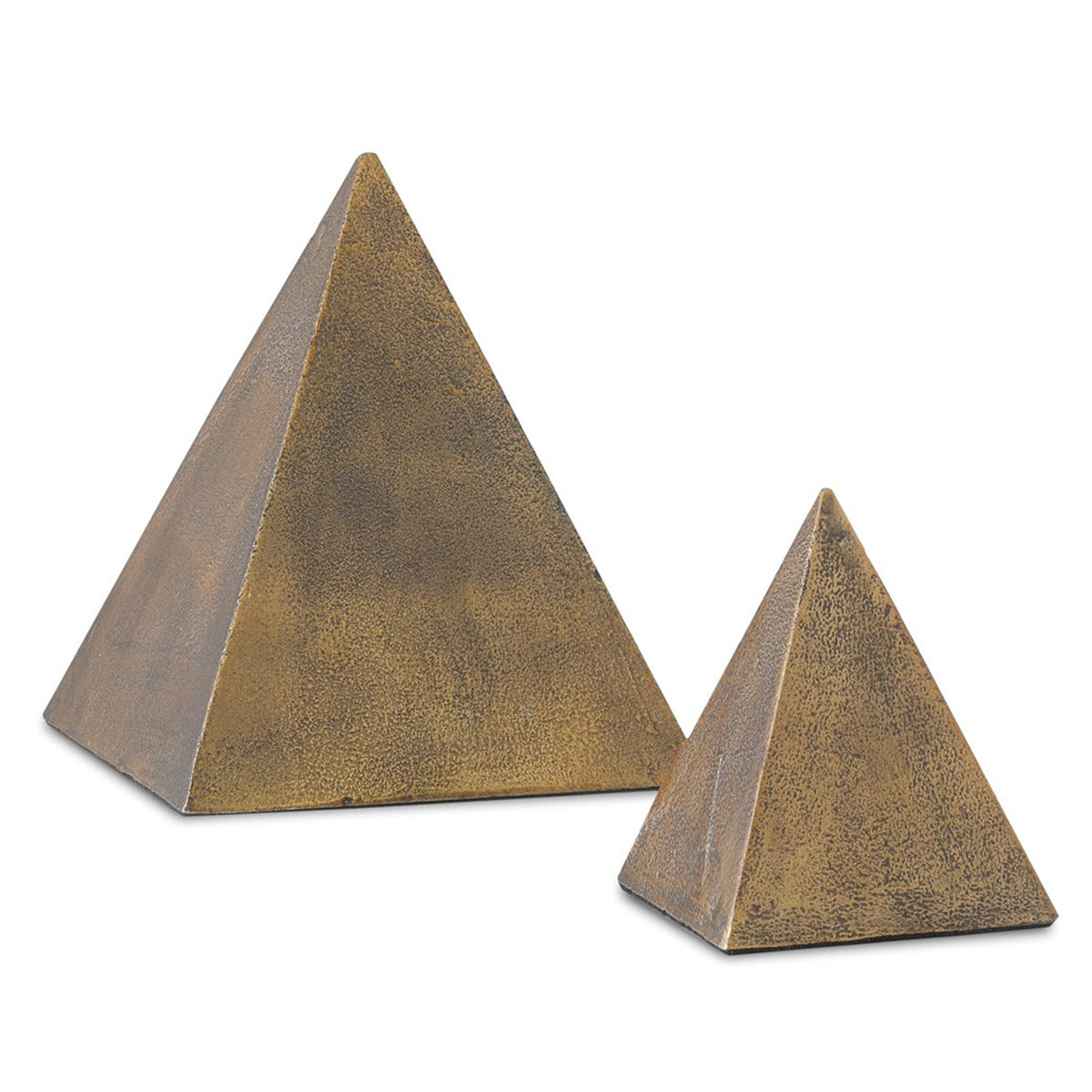 An image of Currey & Company Mandir Brass Pyramid - Set of 2