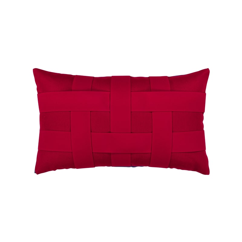 An image of Elaine Smith Basketweave Rouge Lumbar Pillow- 12x20"