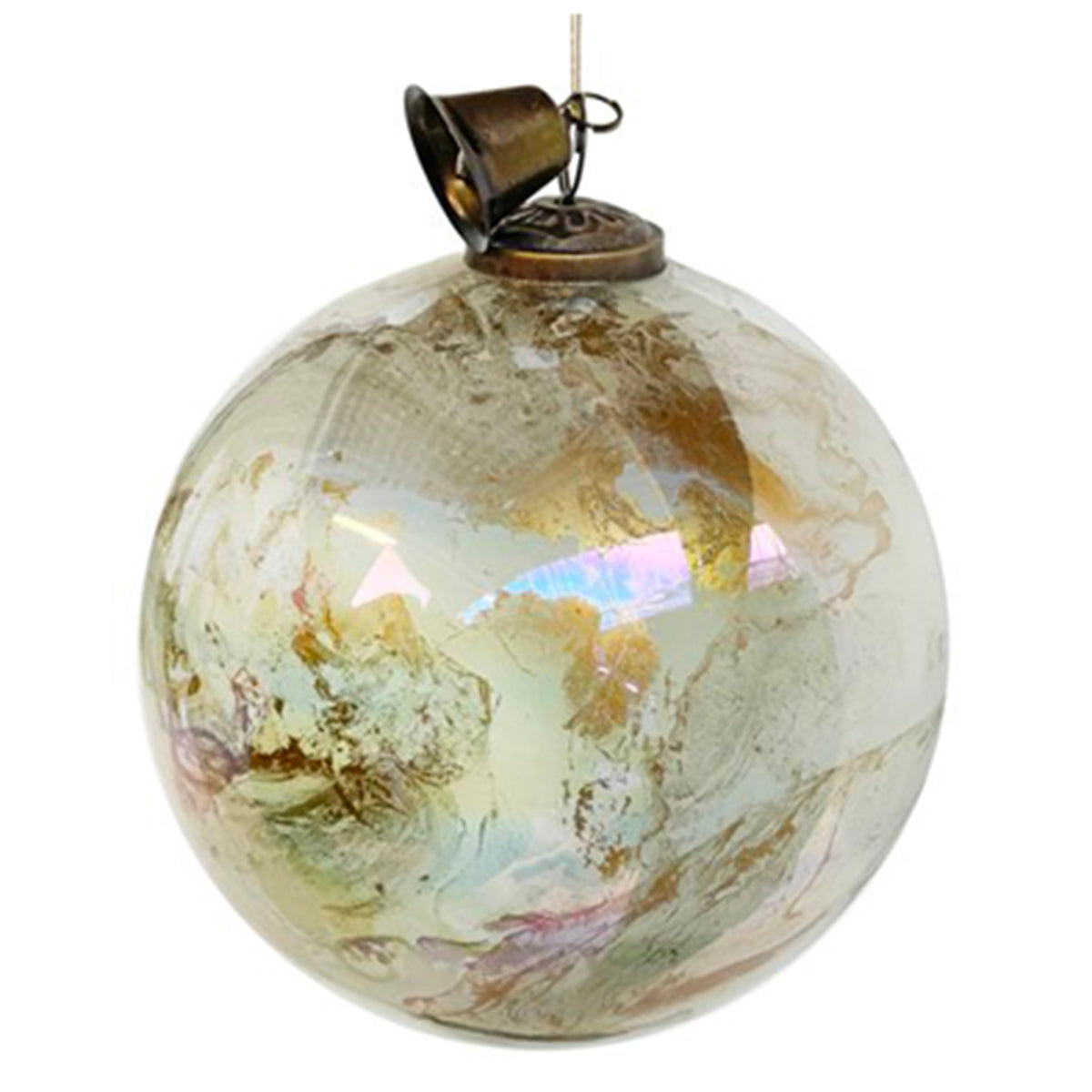 ShiShi Marbled Glass Pearl Gold Ball Ornament
