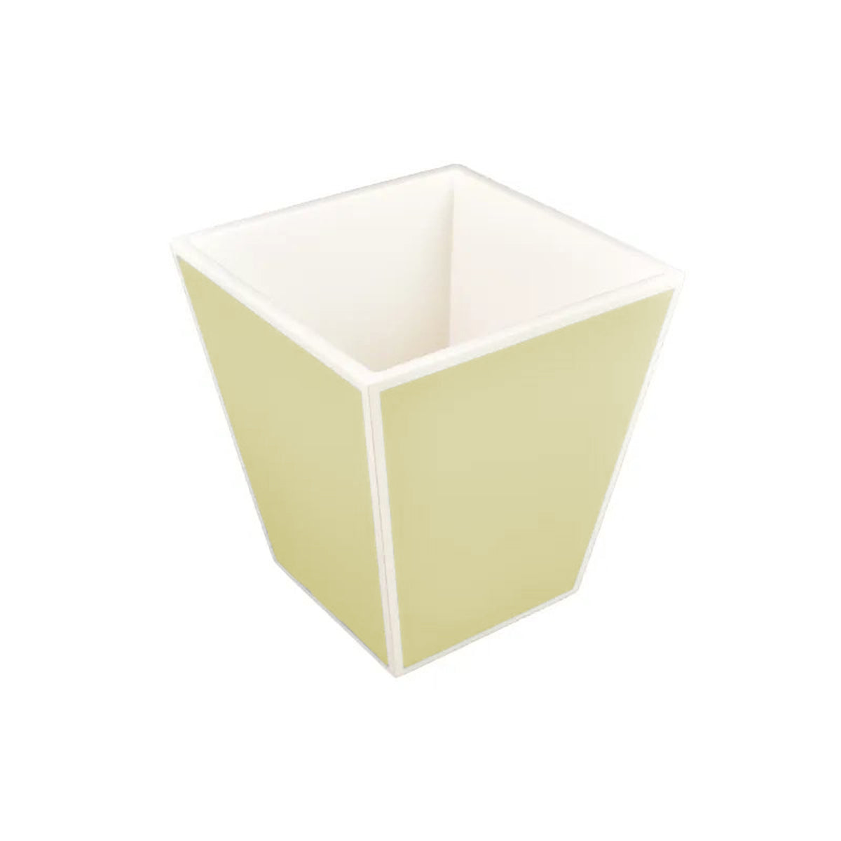 Pacific Connections Taupe & White Waste Basket