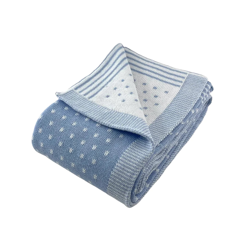 A Soft Idea Pin Dot Baby Blanket Blue