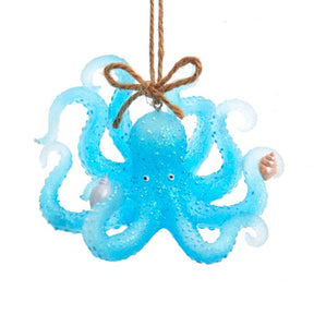 Kurt S Adler 3.75"TRANSPARENT SEA BLUE OCTOPUS