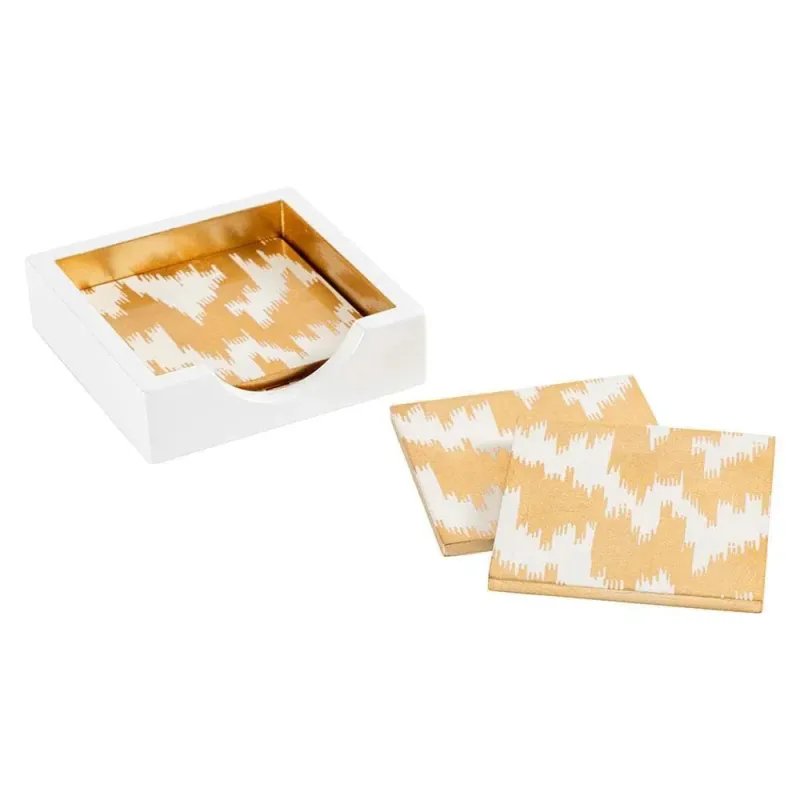 Caspari Modern Moire Coasters in Holder